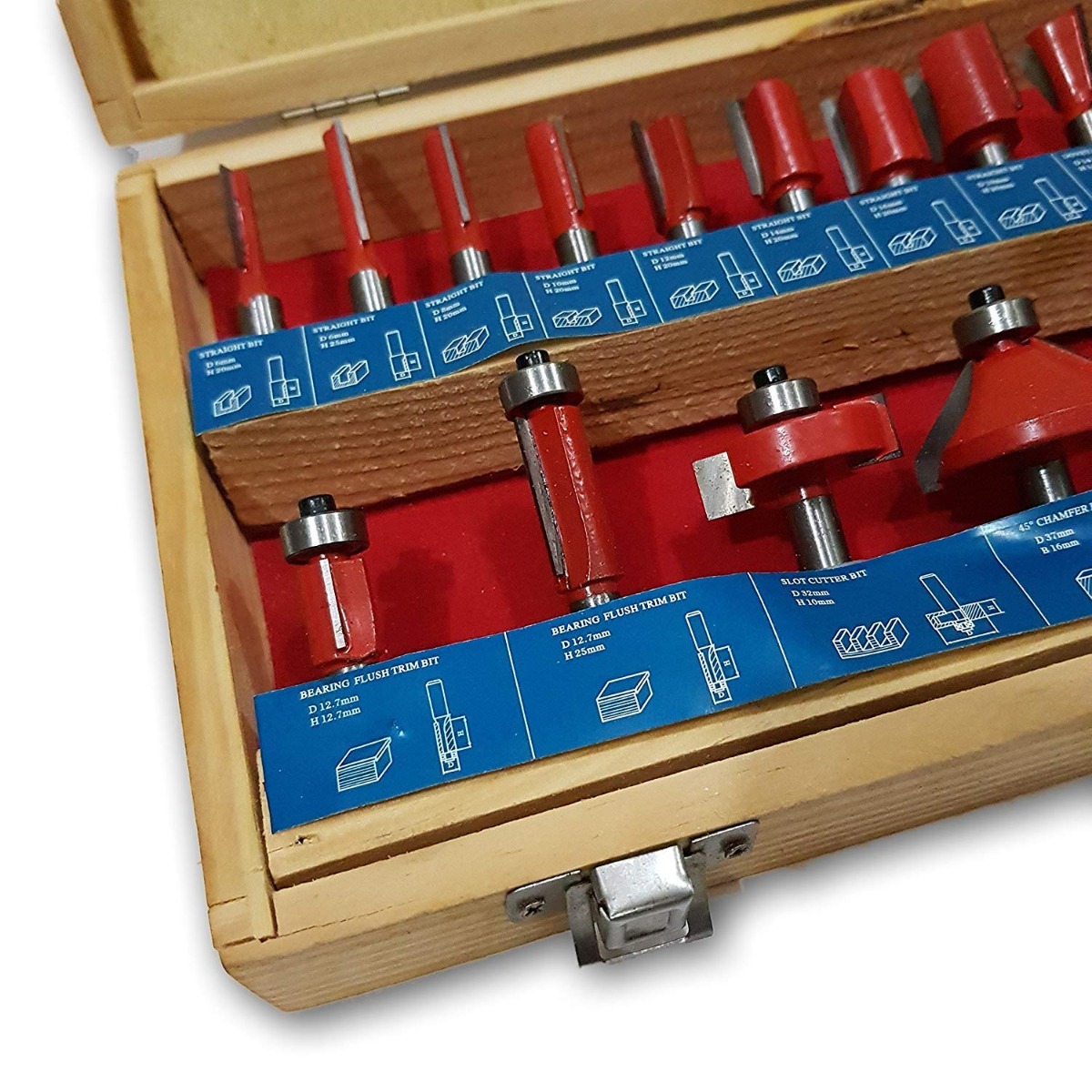 KROST Tc-20a Aluminum Router Bit Set 8mm Shank With a Carry Case, 20 ...