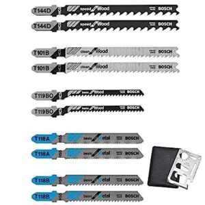 Bosch Professional T-Shank Jigsaw Blades For Jigsaw Machines With 11 in 1 Pocket Multitool (T118B, 10)