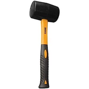 Ingco Black Rubber Mallet Hammer 16 Oz/453 Gm With Fiber Glass Handle And 11 In 1 Pocket Multi Tool