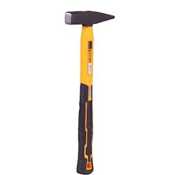 ingco Heavy Duty Machinist Hammer with 10”/ 250 mm Rubberized Soft Grip Fiberglass Handle Forged and Induction Hardened DIN 1041 Compliant Head. (500g)"