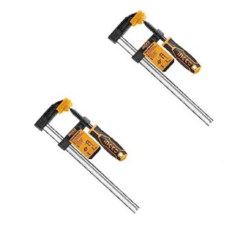 INGCO 2pcs Pack F Clamps (120x300m), Steel f clamp, F Clamp with Rubberized Handle and Surface Protection PVC Cover for Better Grip Metal F Clamps for Woodworking Glass and Welding Works - Image 2