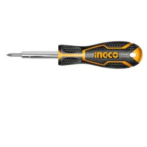 Ingco AKISD0608 6 IN 1 Screwdriver Set, Screwdriver kit | CR-V,with 2pcs socket & 2 pcs Two-way Bit, 1pcs Interchangeable Handle (1 Set)