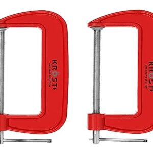 KROST Heavy Duty C and G Clamp Set, 6″ C-Clamp for Metalworking, Woodworking, 6-Inch Max Jaw Opening, Red (2pcs)