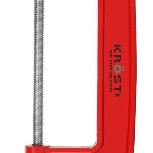 KROST Heavy Duty C and G Clamp Set, 8″ C-Clamp for Metalworking, Woodworking, 8-Inch Max Jaw Opening, Red (1pc)