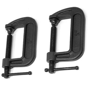 KROST 2” inch Industrial Heavy Duty G Clamp C Type Anti‑rust Universal Clamping Tool for woodworking and DIY Maximum Opening size 75mm (2PCS)