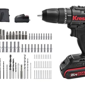 KROST Kress 20V 10mm Brushless Compact Hammer Drill Driver KU365.1 With Assorted Drill Bits Set
