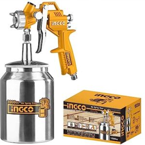 INGCO AWG1001 215mm Air Washing Gun High-Pressure Wash Water with Interchangeable Steel Nozzle Tips 0.75L Tank Capacity for Efficient Cleaning