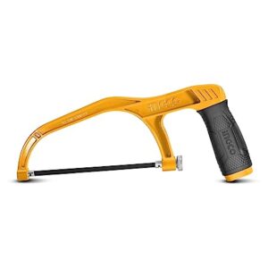 INGCO Mini Hacksaw, 150mm (6″) Hand Saw, Comfortable Handle Aluminium Body With 1 pcs Blade for Metal, Wood, PVC Pipes