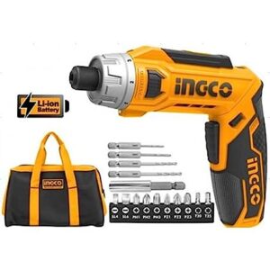 INGCO Electric Screwdriver with Bits and Bag - 8 Volt