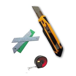 Ingco Premium Utility Knife Cutter, Snap-Off Blade Knife With Free 10Pcs Sharpened Blade & 3Mtr Tape