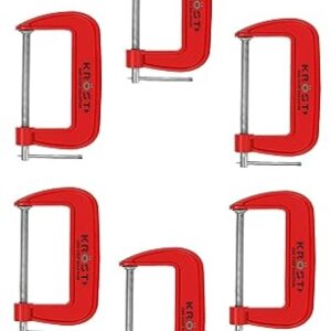 KROST Heavy Duty C and G Clamp Set, 4″ C-Clamp for Metalworking, Woodworking, 4-Inch Max Jaw Opening, Red (6pcs)