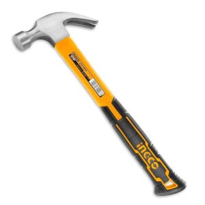 Claw Hammer, INGCO Professional Claw Hammer, 16oz/450g | 45# Carbon Steel, Heat Treatment Drop-Forged Hammerhead for Pulling nails, Prying Boards, Demolition work, Splitting Wood