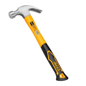 INGCO Claw Hammer, Professional Claw Hammer, 8oz/220g | 45# Carbon Steel, Heat Treatment Drop-Forged Hammerhead for Pulling nails, Prying Boards, Demolition work, Splitting Wood