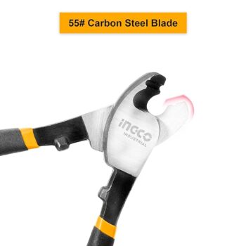 INGCO Cable Cutter, Black Finish and Polish, 55# Carbon Steel, Heavy Duty Cable Cutting, High Leverage Cutter for Aluminum, Copper, Wire, Communications Cable