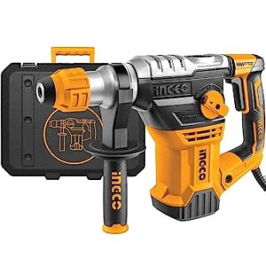 Ingco Innovative Industrial 1500W Rotary Hammer / Breaker / Demolition Hammer with 3 drills and 2 chisels Corded-electric, 220-240V – Yellow