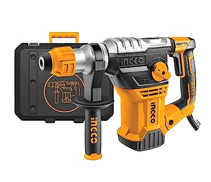 Ingco Innovative Industrial 1500W Rotary Hammer / Breaker / Demolition Hammer with 3 drills and 2 chisels Corded-electric, 220-240V - Yellow