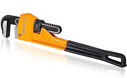 INGCO Pipe Wrench, 18″ Heavy Duty Straight Pipe Wrench, 60mm Max Clamping Diameter, Adjustable Plumbing Wrench, Drop Forged, Soft Grip Plumbing Wrench