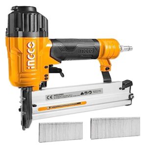 INGCO 2 in 1 Combo Brad Bailer, Air Brad & Crown Nailer, Ga18 | 100pcs Capticaty | 4 Type Connector | 0.4-0.7Mpa with 1000pcs Brad Nails & 200pcs Staples, for Wood, Upholstery, Carpet, Wire Fencing