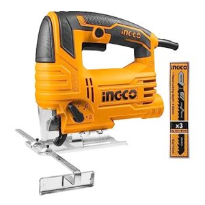 INGCO Jig Saw, Corded Saw, 570W | 800-3000rpm | 4 Step Pendulum Function | 5 Variable Speed Control Power Saw With 3pcs Saw Blades