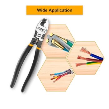 INGCO Cable Cutter, 8""/200mm | 55# Carbon Steel, Heavy Duty Cable Cutting, High Leverage Cutter for Aluminum, Copper, Wire, Communications Cable - Great for DIY, Electrical and Linemen