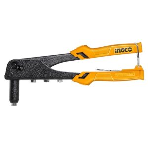 INGCO HR105 Hand Riveter, Aluminium Alloy Body, Heavy-Duty Hand Riveter, Applicable 4 Size Rivet Heads(Not Include), Hand Riveter Set for Metal - Free Interchangeable Heads (1 Set)