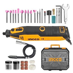 INGCO Mini Die Grinder Rotary 130W Tool Kit with 52pcs accessories and Variable Speed for Drilling, Sanding, Buffing, Polishing, Engraving, etc