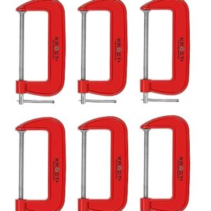 KROST Heavy Duty C and G Clamp Set, 6″ C-Clamp for Metalworking, Woodworking, 6-Inch Max Jaw Opening, Red (6pcs)