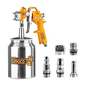 INGCO Air Spray Gun, 1000ml Capacity Spray Gun | 3-4 Bar Operating Pressure | 1.5mm Nozzles Stainless Steel | 200 Ml/min | Pneumatic Tool Suitable for Base Coat Spray Gun for Auto Paint, Primer