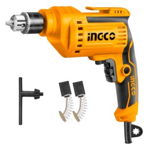 INGCO Electric Drill Machine, Power Drill, Corded Electric Drill, 500W | 3300RMP | 10 millimeters Capacity Impact Drill Power Drill, Froward/Reverse Switch, Variable Speed, Yellow and Black