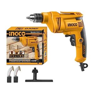 INGCO Corded Electric Drill, 450W| 0-4300rpm | 6.5mm | Variable Speed | Froward/Reverse Switch Handheld Electric Drill, Drill Machine for Drilling, Installing, Repairing, Disassembling, Tightening