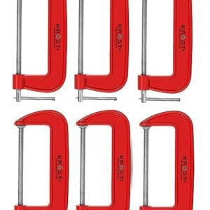 KROST Heavy Duty C and G Clamp Set, 8″ C-Clamp for Metalworking, Woodworking, 8-Inch Max Jaw Opening, Red (6pcs)