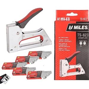 Miles Rubber Grip Ts-2380A Staple Tacker Gun with 5000 Staples, Medium, Red