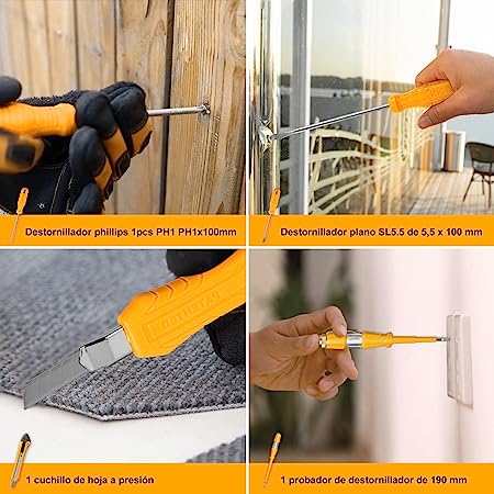 INGCO 9PCS General Household Tool Set Hand Tool Kit with Portable Tool Bag for Home Dormitory Office Garage Car Decoration Repair Maintenance DIY HKTH10809 - Image 3