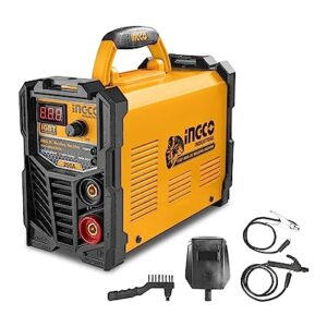 INGCO Inverter MMA Welding Machine, IGBT, 200A Welder Machine Digital Display LCD Welder with Electrode Holder,Work Clamp, wire brush, helmet, Input Power Adapter Cable