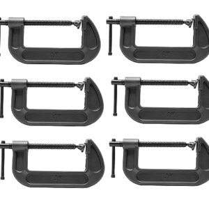 KROST 4” inch Industrial Heavy Duty G Clamp C Type Anti‑rust Universal Clamping Tool for woodworking and DIY Maximum Opening size 100mm (6PCS)