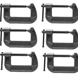 KROST 3” inch Industrial Heavy Duty G Clamp C Type Anti‑rust Universal Clamping Tool for woodworking and DIY Maximum Opening size 75mm (6PCS)