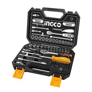 INGCO HKTS14451 Socket Set Driver Ratchet Wrench Quick Release Tool Set with Case 1/4" SAE 45Pcs HKTS14451