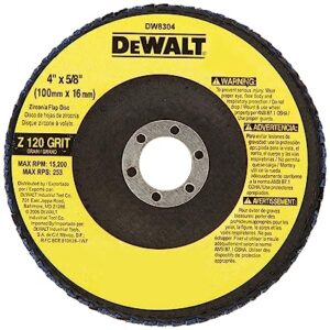 DEWALT DW8304 4-Inch by 5/8-Inch 120 Grit Zirconia Angle Grinder Flap Disc