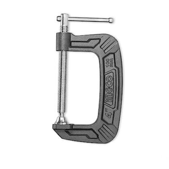 INGCO G-Clamp, 4"/100mm Heavy Duty G-Clamp, Body Malleable Cast iron T-shaped Tread, Clamps for DIY Carpentry Woodwork Building - Image 2