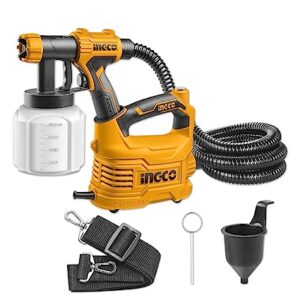 Ingco HVLP Floor Based Spray Gun, 800ml Paint Sprayer, 3 Spray Patterns | 500W | 50DIN-s, Electric Paint Spray Gun, Adjustable Valve Knob for Painting Ceiling, Fence, Cabinets