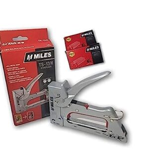 Miles All Metal Body Ts-13H Gun Tacker, Staple Gun With Free 2000 Staples (Red)