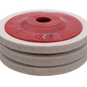 KROST Wool Felt Buffing Pad Wheel Disc for Polishing Stainless steel,Metal,Marble, Glass, Ceramic, 4 inch Angle Grinder Abrasive Rotary tool accessory - white, 100 x 16mm x 16mm dia. (3)