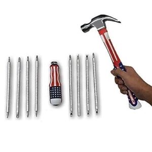 KROST Stainless Steel Fibreglass Claw Hammer with 9 In 1 Adjustable Screwdriver, Set of 4, White