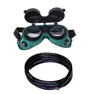 KROST Green Flip Up Lens Eye Glasses Welding Goggles with 1Meter Welding Cable, Green