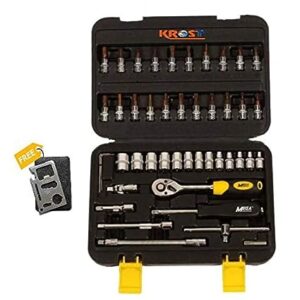 Krostâ„¢ Socket Set, 46 Pieces Spanner Socket Set 1/4" Car Repair Tool Ratchet Wrench Set Hand Tool (Black).