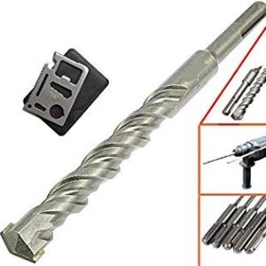 Krost SDS-Shank Hammer/Masonary Drill Bits for Concrete Application with 11 in 1 Pocket MultiTool (24x340x400mm, 2)