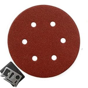 Krost Hook & Loop 6″(150mm) Sanding Paper/Disc For Electrical/Pneumatic Sander Polisher with 11 in 1 Pocket Multitool (6″(150mm)6HoleX80Grit, 50)