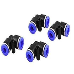 KROST 6mm Air Pneumatic L Shaped Push In Elbow Connector Tube Fittings, 4 Piece, Black