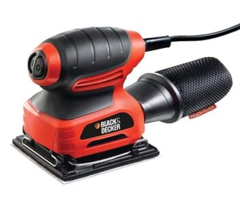 BLACK+DECKER KA400 220W 1/4'' Corded Single-Speed Sheet Sander with 16000 Orbits/minute for Paint, Varnish, Cleaning Glass, Removing Rust & Sanding in Tight Spaces, 1 Year Warranty, ORANGE & BLACK