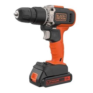 BLACK+DECKER BCD003C1 18V 10mm Cordless Variable Speed Hammer Drill Machine with 1x1.5Ah Li-ion Battery & LED Backlight for Home & DIY Use, 1 Year Warranty, ORANGE & BLACK